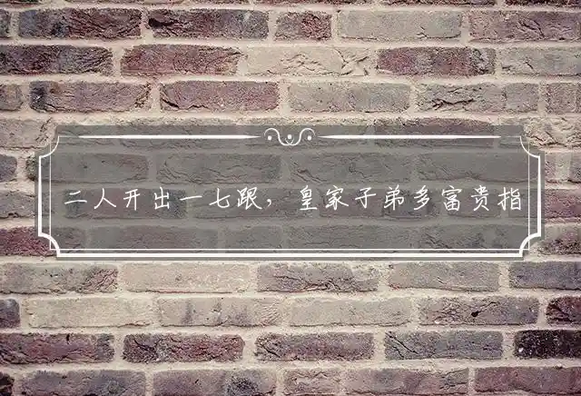 二人开出一七跟，皇家子弟多富贵指打一代表最佳哪个生肖,精选谜团释义解释 