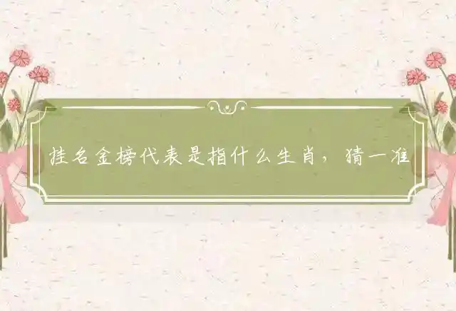 挂名金榜代表是指什么生肖，猜一准确精选释义解释 