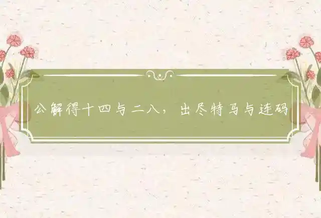 公解得十四与二八,出尽特马与连码