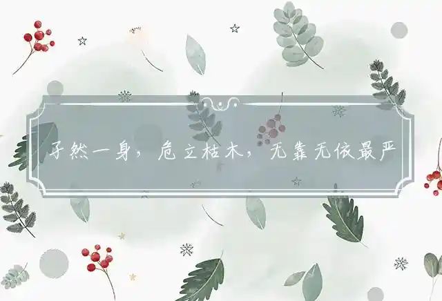 孑然一身,危立枯木,无靠无依最严酷；心高气傲,注定孤独,自作自受成定局