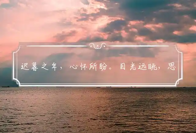 迟暮之年,心怀所盼。目光远眺,思绪万千打一准确最佳生肖,词语解答释义解释