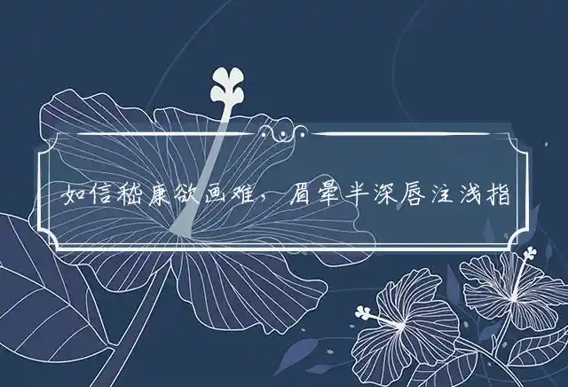 如信嵇康欲画难，眉晕半深唇注浅指代表什么最佳准确生肖,精选谜团释义解释 