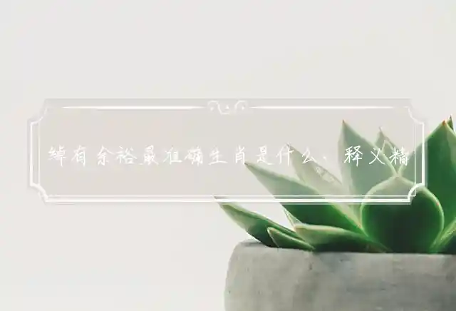绰有余裕最准确生肖是什么，释义精选成语解析解释