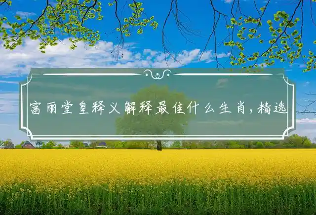 富丽堂皇释义解释最佳什么生肖,精选谜团准确解释