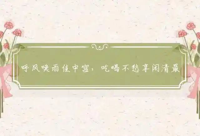 呼风唤雨佳中宫，吃喝不愁享闲清最佳代表指是那个生肖词语精选释义解析 