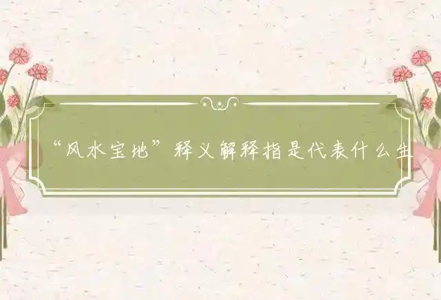 “风水宝地”释义解释指是代表什么生肖,精选重点精准释义