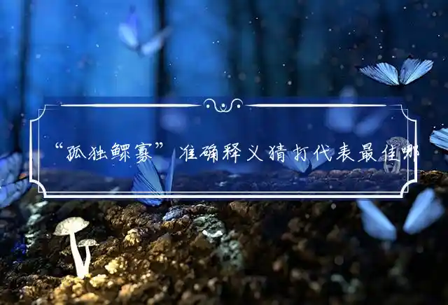 “孤独鳏寡”准确释义猜打代表最佳哪个生肖,精选释义谜底精准解释