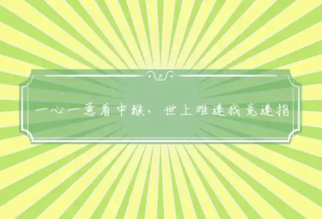 一心一意看中猴,世上难逢我竟逢