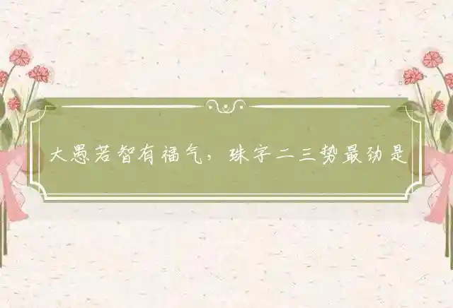 大愚若智有福气,珠字二三势最劲