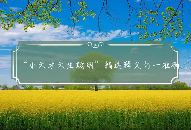 小天才天生聪明是什么生肖