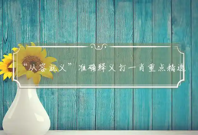“从容就义”准确释义打一肖重点精选解读解释释义
