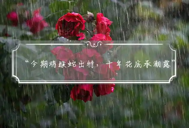 “今期鸡猴蛇出特，十年花底承潮露”准确猜打一最佳生肖成语正确释义解释